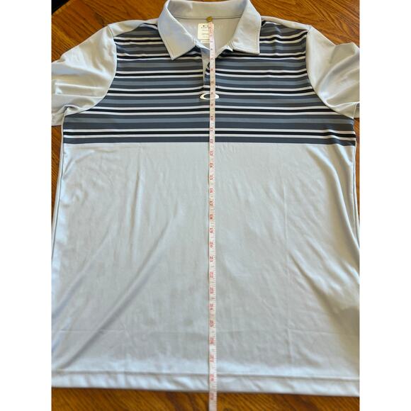 OAKLEY MENS POLO GOLF COLLARED SHORT SLEEVE SHIRT REGULAR FIT SZ M GRAY & BLACK - Picture 10 of 12